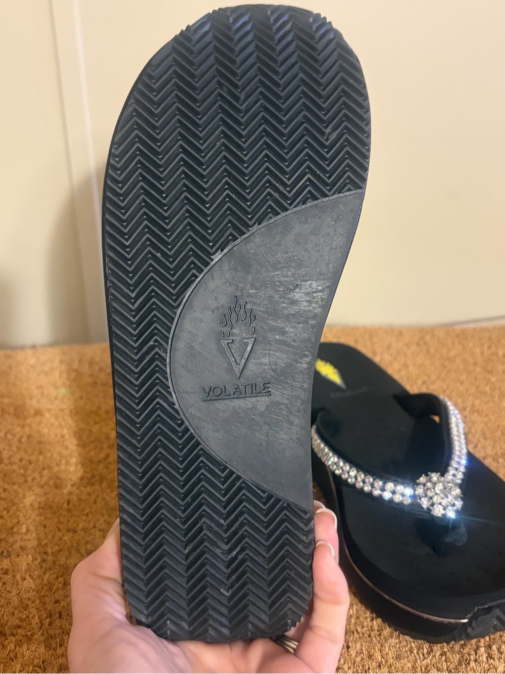 Volatile Black Crystal-Embellished Wedge Sandals - Picture 5 of 5